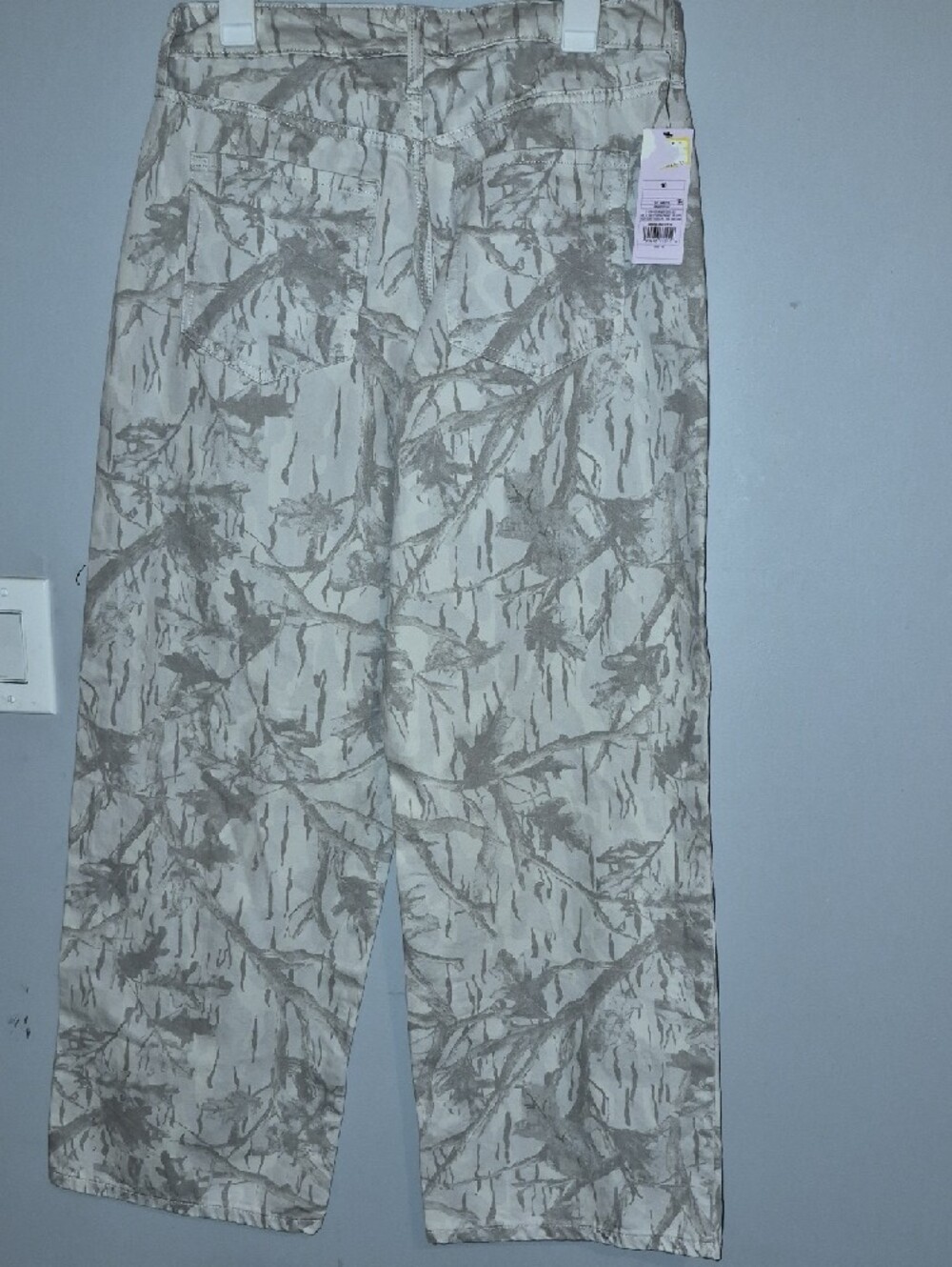wild fable Wide-Leg Jeans in White and Light Gray Abstract Print